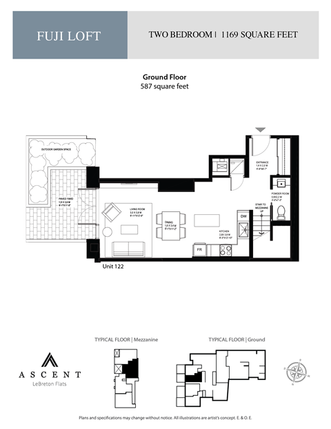 Floor plan for 1 bed, 2 baths, 1150 sqft